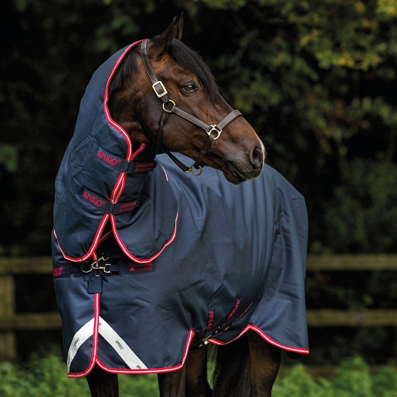 Horseware Amigo Bravo 12 Plus Mediumweight Turnout Rug - Navy/Red/Blue-1